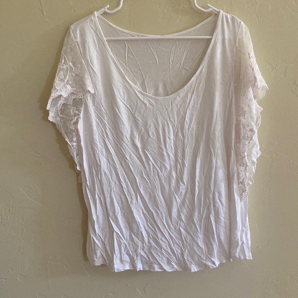 Lace butterfly sleeve shirt